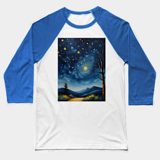 Starry night moon Baseball T-Shirt